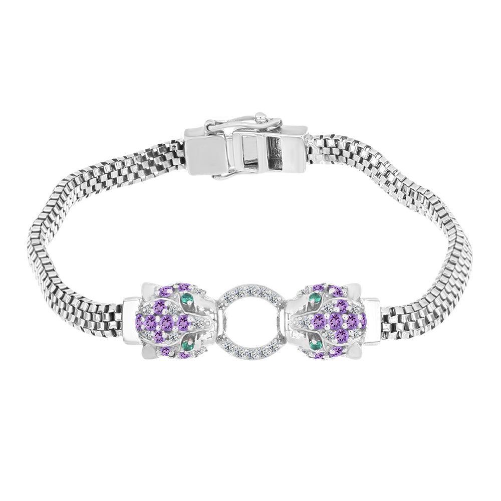 Brățară din Argint 925 ( 15.45 grame ) cu Ametist Rose de France și Topaz Alb 1.38 Carate 1 