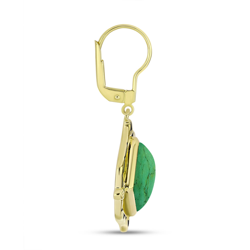 Cercei din Argint 925 Placat cu Aur ( 5.14 grame ) cu Turcoaz Verde Mojave 6.92 Carate 2 