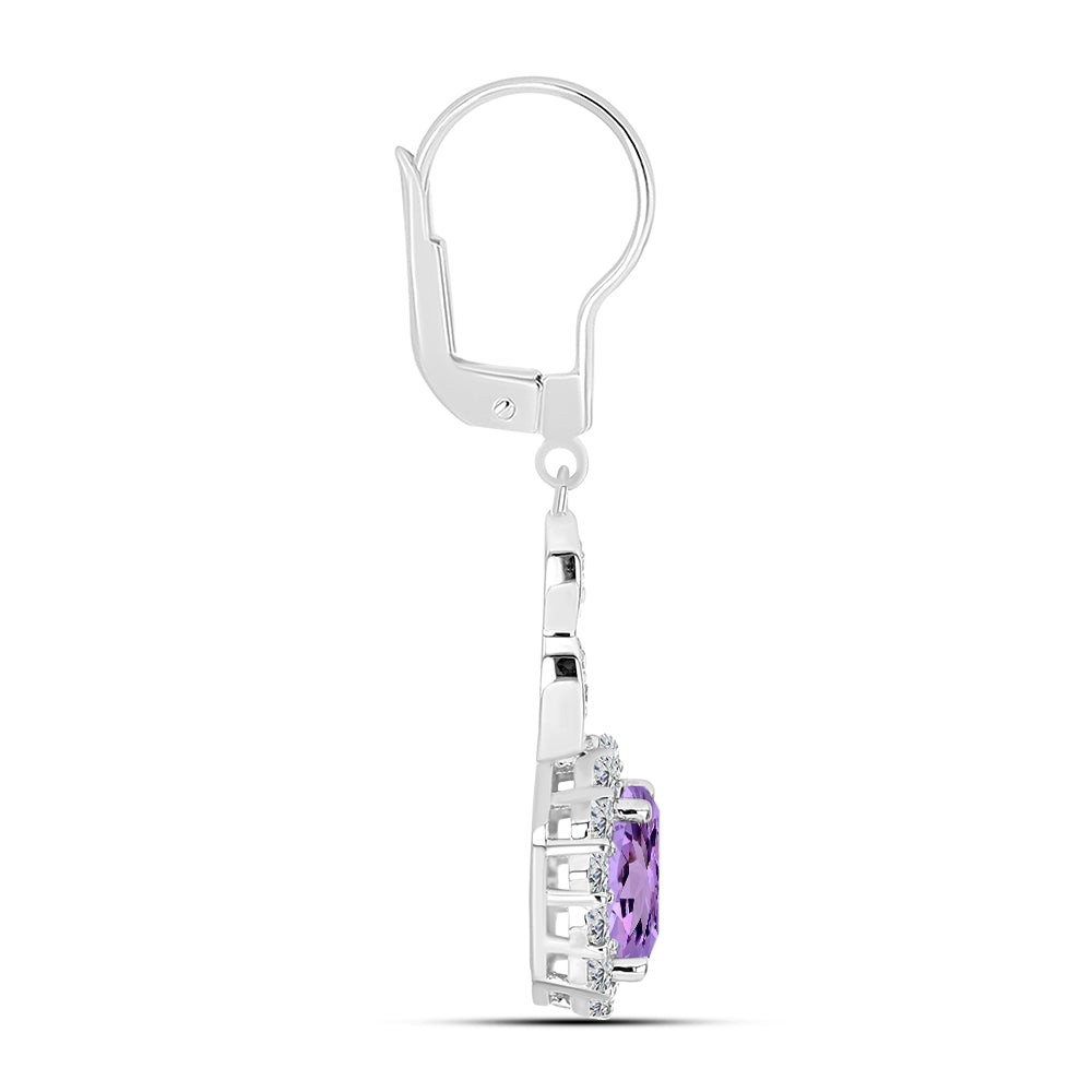 Cercei din Argint 925 ( 3.29 grame ) cu Ametist Rose de France și Topaz Alb 2.98 Carate