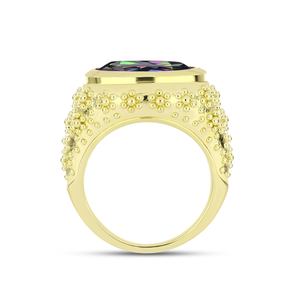 Inel din Argint 925 Placat cu Aur ( 6.63 grame ) cu Topaz Mistic Verde 5.18 Carate