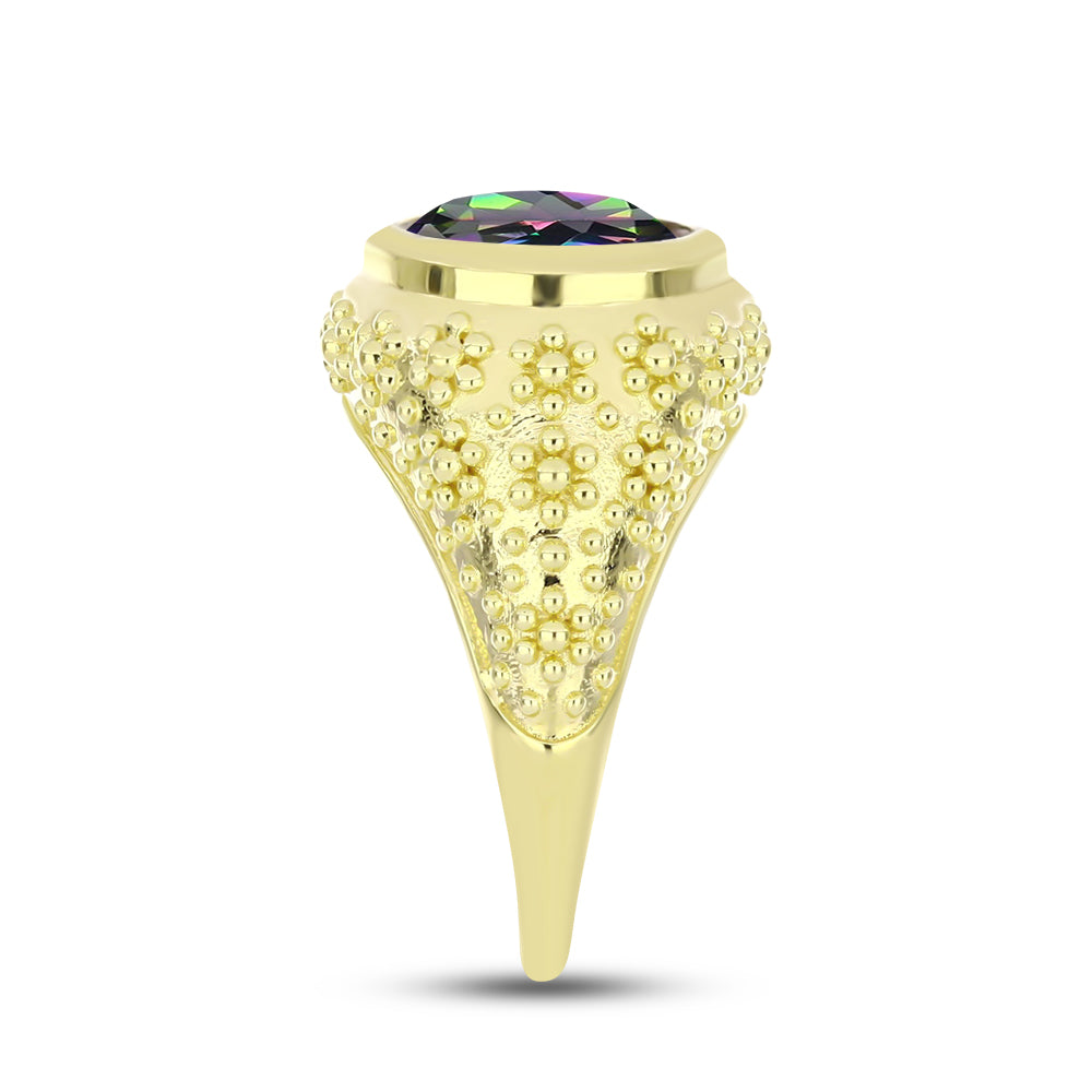 Inel din Argint 925 Placat cu Aur ( 6.63 grame ) cu Topaz Mistic Verde 5.18 Carate