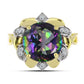 Inel din Argint 925 Placat cu Aur ( 4.14 grame ) cu Topaz Mistic Verde și Topaz Alb 6.03 Carate