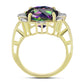 Inel din Argint 925 Placat cu Aur ( 4.14 grame ) cu Topaz Mistic Verde și Topaz Alb 6.03 Carate