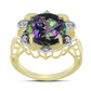Inel din Argint 925 Placat cu Aur ( 4.14 grame ) cu Topaz Mistic Verde și Topaz Alb 6.03 Carate