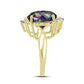 Inel din Argint 925 Placat cu Aur ( 4.14 grame ) cu Topaz Mistic Verde și Topaz Alb 6.03 Carate