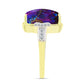 Inel din Argint 925 Placat cu Aur ( 3.67 grame ) cu Turcoaz de Cupru Violet și Topaz Alb 6.8 Carate