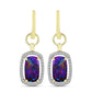 Cercei din Argint 925 Placat cu Aur ( 4.89 grame ) cu Turcoaz de Cupru Violet și Topaz Alb 5.58 Carate