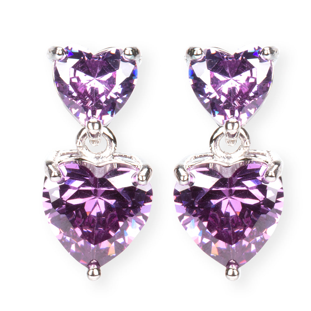 Set din Aliaj Placat cu Aur cu Cristal Violet Emporia® ( Colier+Cercei+Pandantiv ) 4 