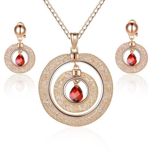 Set din Aliaj Placat cu Aur cu Cristal Alb Emporia® și Cristal Roșu Emporia®