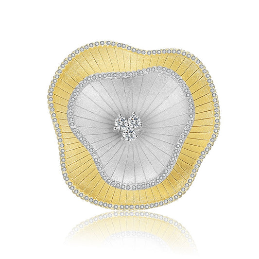Broşă din Aliaj Placat cu Aur cu Cristal Alb Emporia®