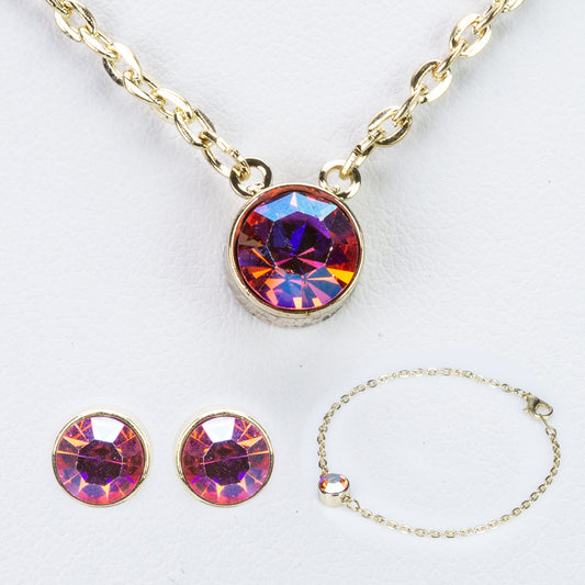 Set din Aliaj Placat cu Aur cu Cristal Roz Emporia®