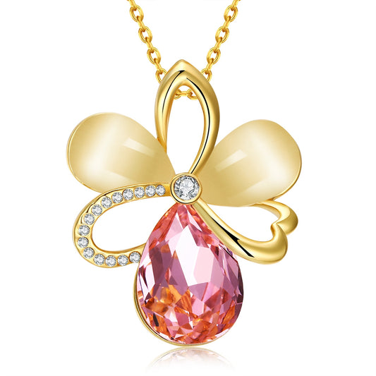 Colier din Aliaj Placat cu Aur cu Cristal Roz Emporia® ( Colier )