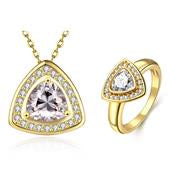 Set din Aliaj Placat cu Aur cu Cristal Alb Emporia® ( Colier+Inel )