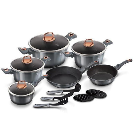 Set 15 piese Berlinger Haus cu Acoperire din Titan, Gri / Roz