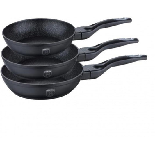 Set de Tigăi Berlinger Haus 3 bucăți cu Acoperire de Marmură, Negre