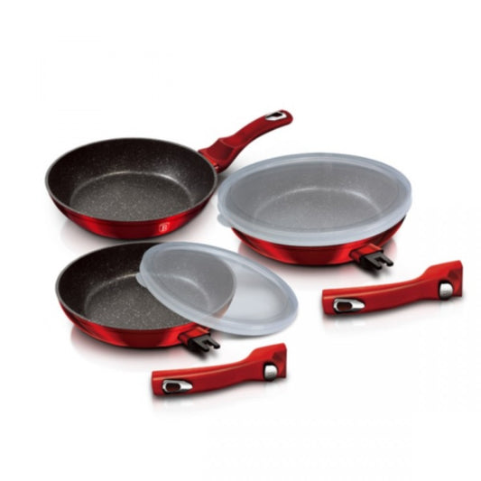 Set de 5 piese cu Tigăi Berlinger Haus, mâner detașabil, ediția Metallic Line Burgundy