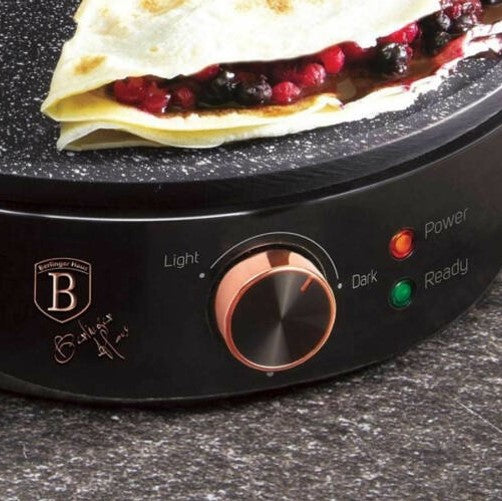 Aparat Electric pentru făcut clătite, cu 3 straturi de înveliș antiaderent din marmură Black Rose