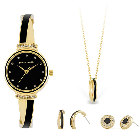 Set din Aliaj Placat cu Aur cu Email și Cristal Alb Emporia®