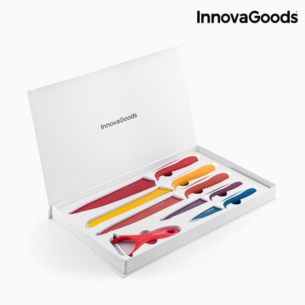 Set de cuțite de bucătărie cu acoperire ceramică și dispozitiv de curățare InnovaGoods 1 