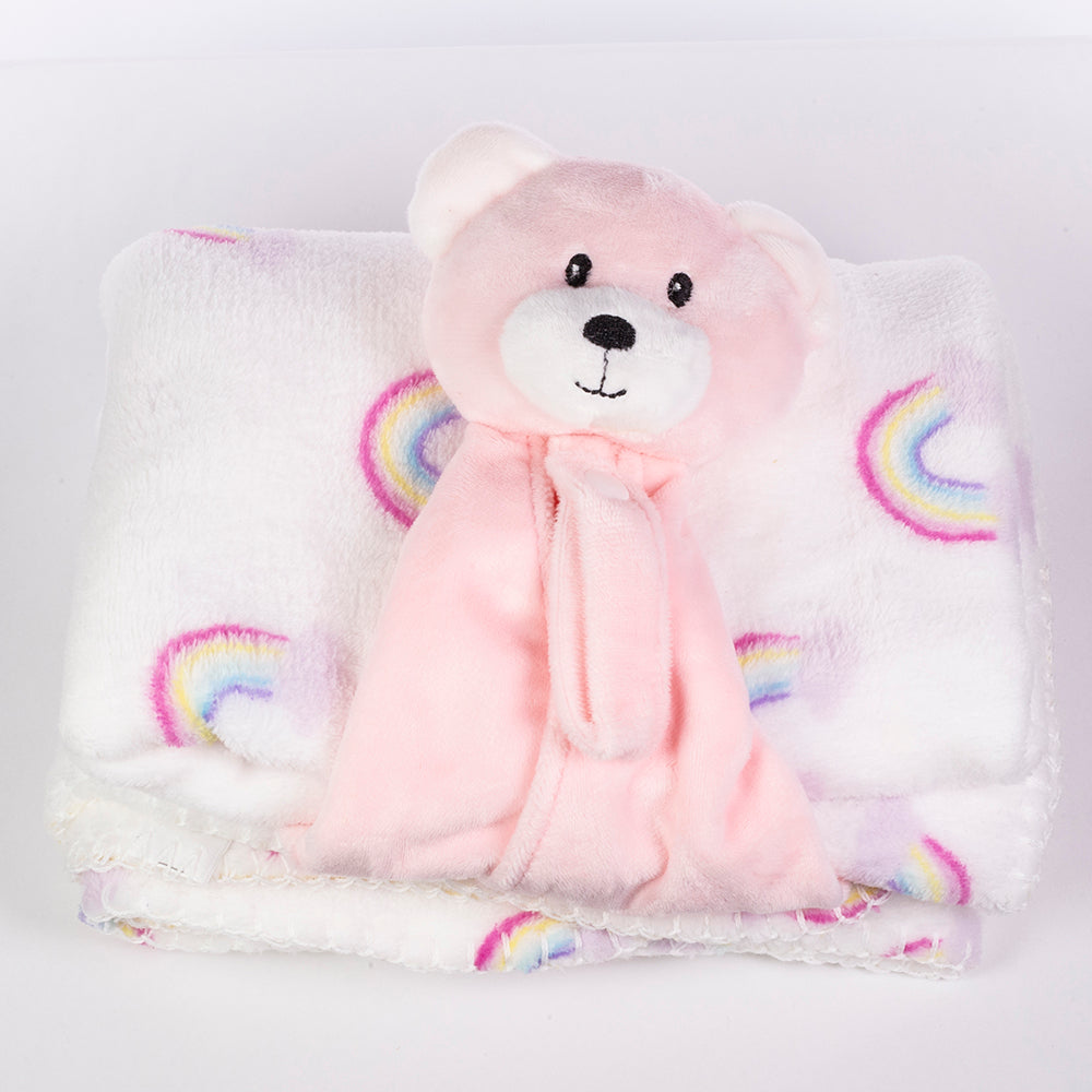 Pătură pentru copii cu prosopel de somn, dimensiune: 90 X 75 cm; pachetul include păturica de somn, culoare: roz