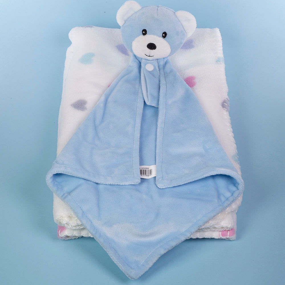 Pătură pentru copii cu prosopel de somn, dimensiune: 90 X 75 cm; pachetul include păturica de somn, culoare: albastră