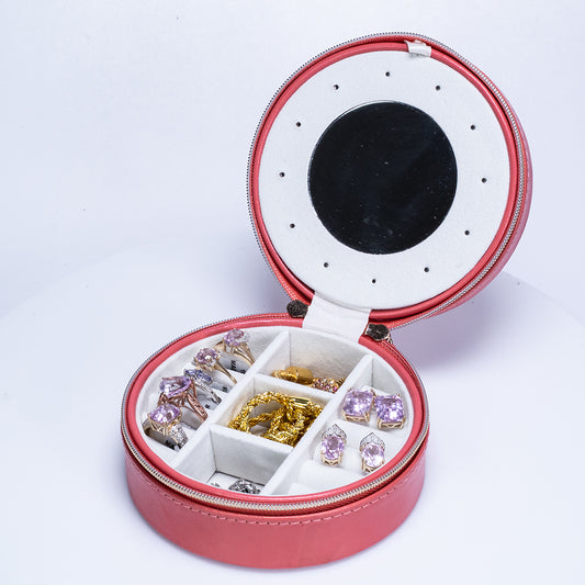 Cutie pentru Bijuterii din Piele PU și Catifea, Coral