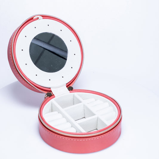 Cutie pentru Bijuterii din Piele PU și Catifea, Coral