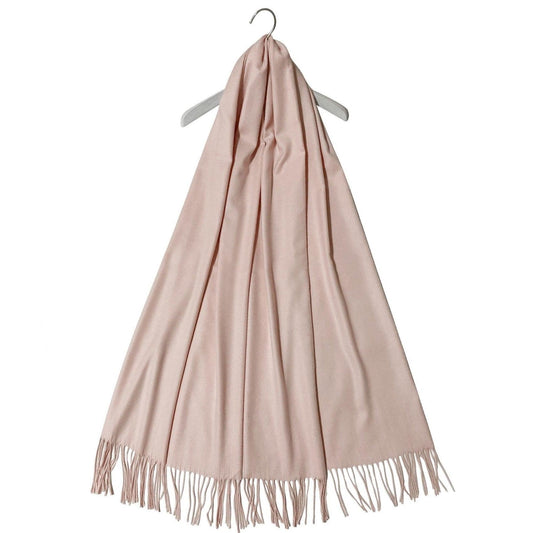 Eșarfă-Șal 100% Cașmir Pashmina Autentic , 70 cm x 180 cm, Culoare Somon Pal - Bijuterii TV