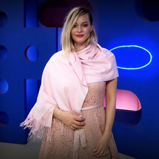Eșarfă-Șal 100% Cașmir Pashmina Autentic , 70 cm x 180 cm, Culoare Somon Pal - Bijuterii TV