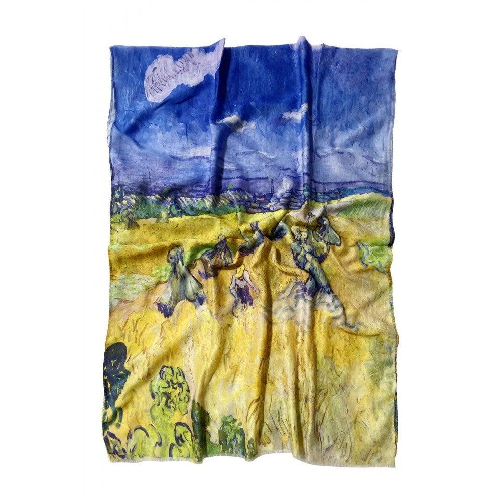 Eșarfă-Șal din Bumbac, 70 cm x 180 cm, Van Gogh – Haystacks - Bijuterii TV