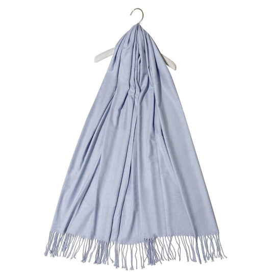 Eșarfă-Șal 100% Cașmir Pashmina Autentic , 70 cm x 180 cm, Albastru Deschis - Bijuterii TV