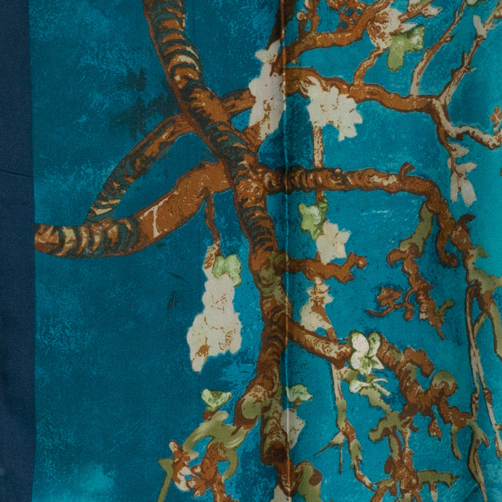 Eșarfă 100% Mătase, 90 cm x 180 cm, Van Gogh Flori de migdale