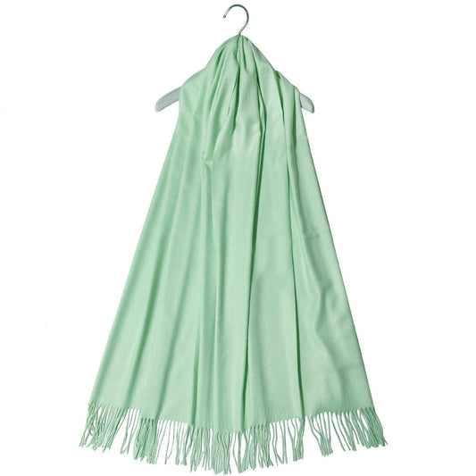 Eșarfă-Șal 100% Cașmir Pashmina Autentic, 70 cm x 170 cm, Verde Mentă - Bijuterii TV