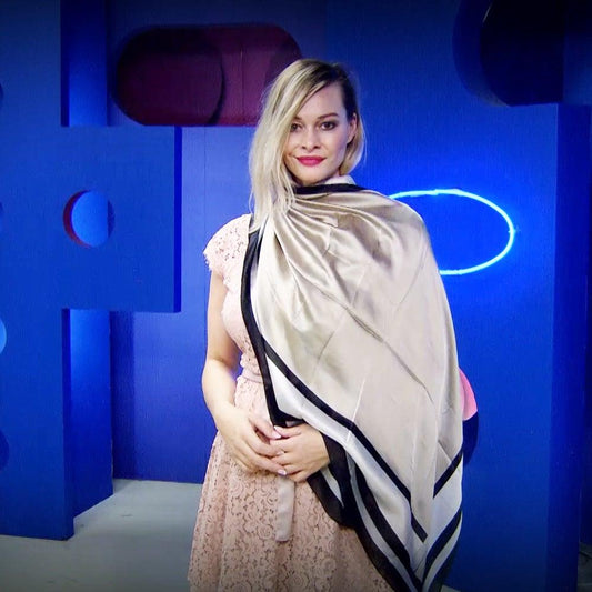 Eșarfă-Șal 100% din Mătase Reală, 90 cm x 180 cm, Bej - Bijuterii TV