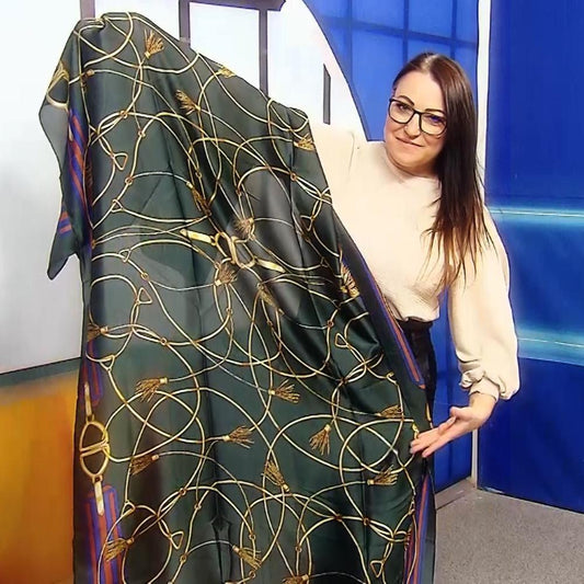 Eșarfă-Șal din Mătase 100% Autentică, 90cm x 180 cm, Verde - Bijuterii TV