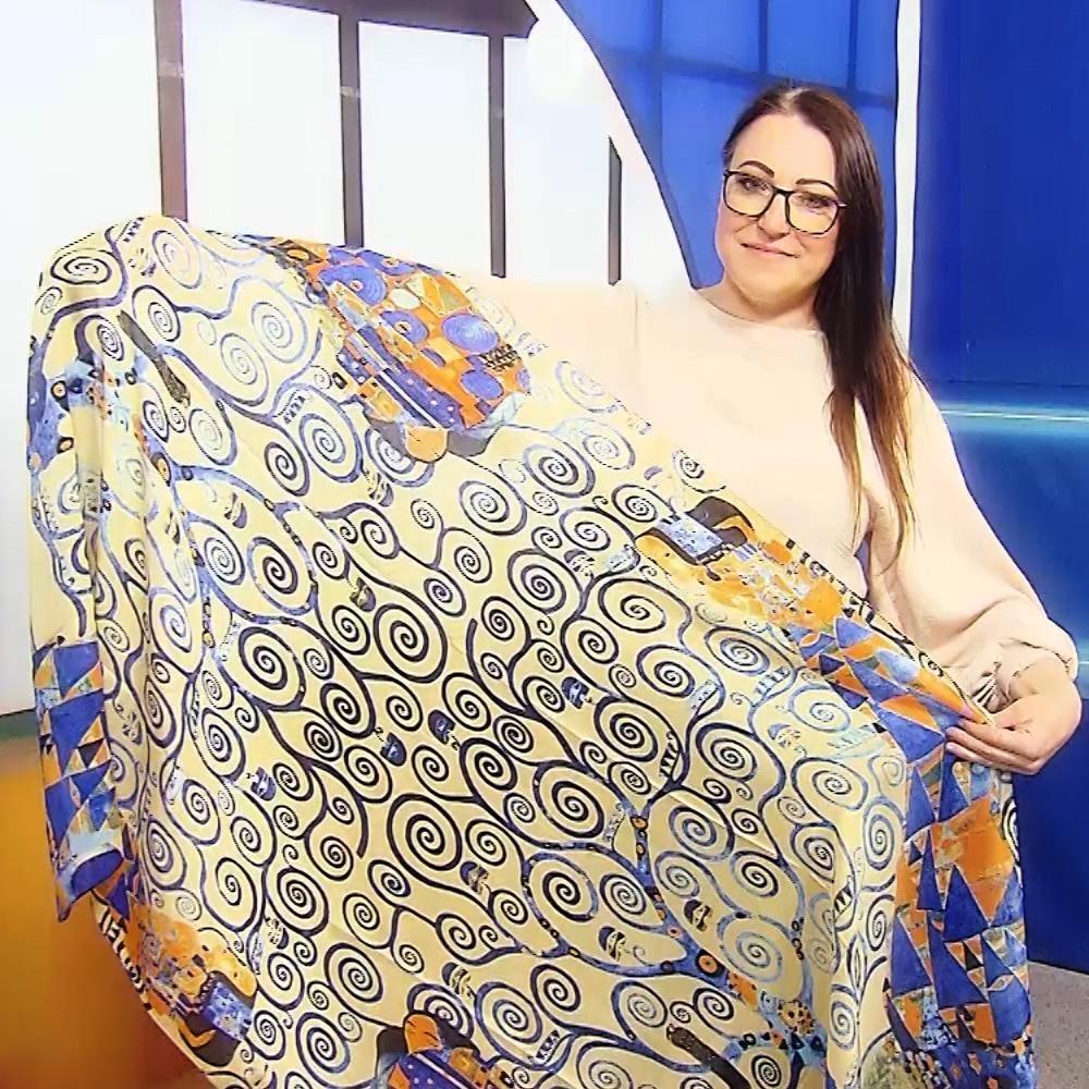 Eșarfă-Șal din Mătase 100% Autentică, 90cm x 180cm, Klimt - Tree of Life - Bijuterii TV