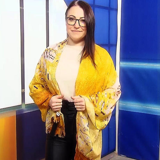 Eșarfă-Șal din Bumbac, 70 cm x 180 cm, Klimt - Portrait of Adele - Bijuterii TV