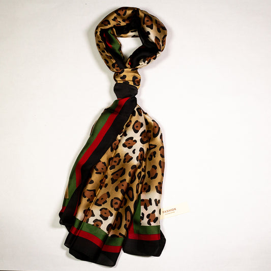 Eșarfă 100% Mătase, 90 cm x 180 cm, model Leopard