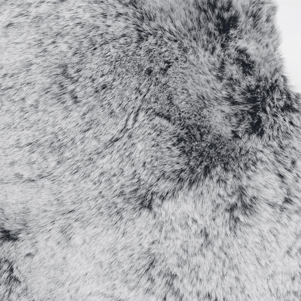 Eșarfă Răsucită din Blană Artificială, 22 cm x 40 cm, Alb-Negru - Bijuterii TV