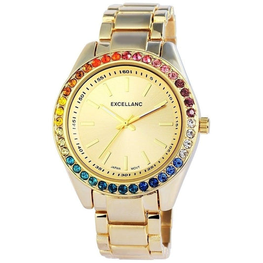 Ceas de Damă Excellanc, curea metalică de culoare aurie, mecanism Quartz de calitate Superioară, cadran auriu - Bijuterii TV