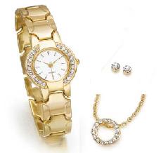 Set din Aliaj Placat cu Aur cu Cristal Alb Emporia®