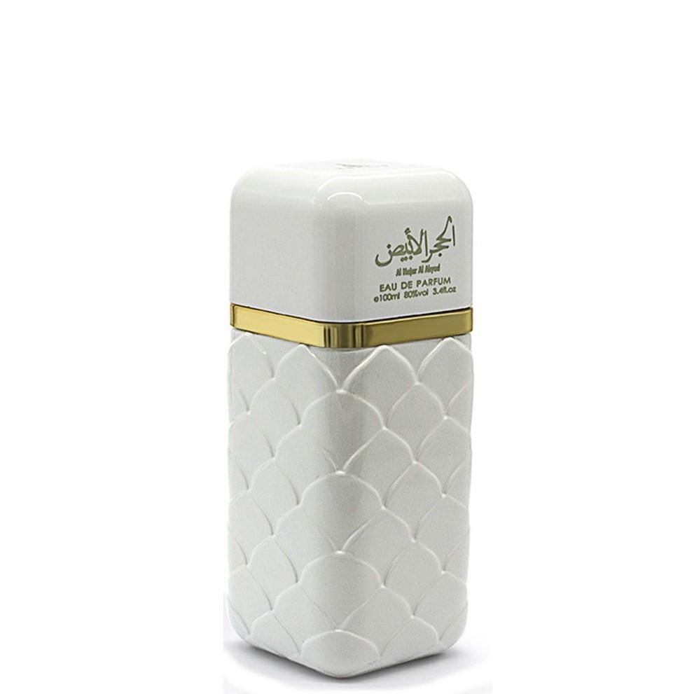 100 ml Eau de Perfume Al Hajar Al Abyad cu Arome Floral-Vaniliate și Mosc pentru Femei - Bijuterii TV