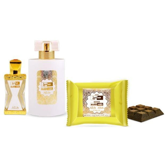 50 ml Eau de Parfum + 20 ml Ulei de parfum + 40 g Bakhoor Makh Mikh SET CADOU -cu Arome Floral Orientale pentru Femei și Bărbați - Bijuterii TV