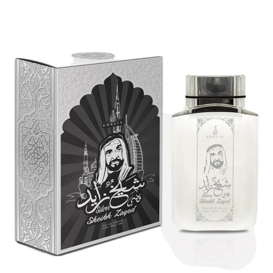 100 ml Eau de Perfume SHEIKH ZAYED SILVER cu Arome de Dulci de Mosc pentru Bărbați