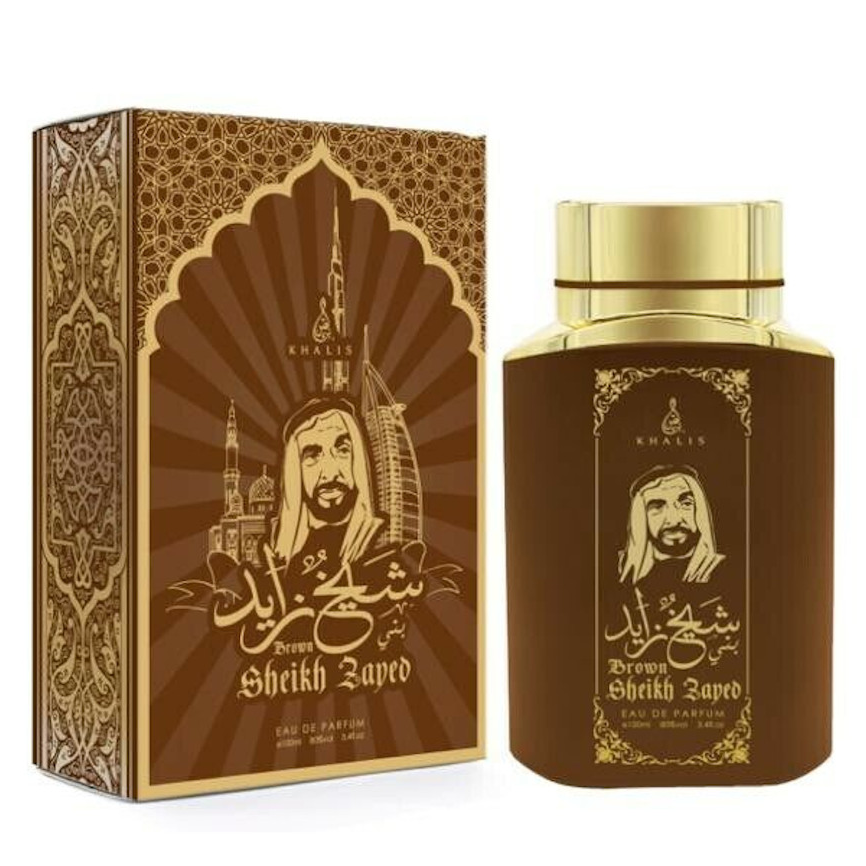 100 ml Eau de Perfume SHEIKH ZAYED BROWN cu Arome de Oud și Vanilie pentru Bărbați 1 