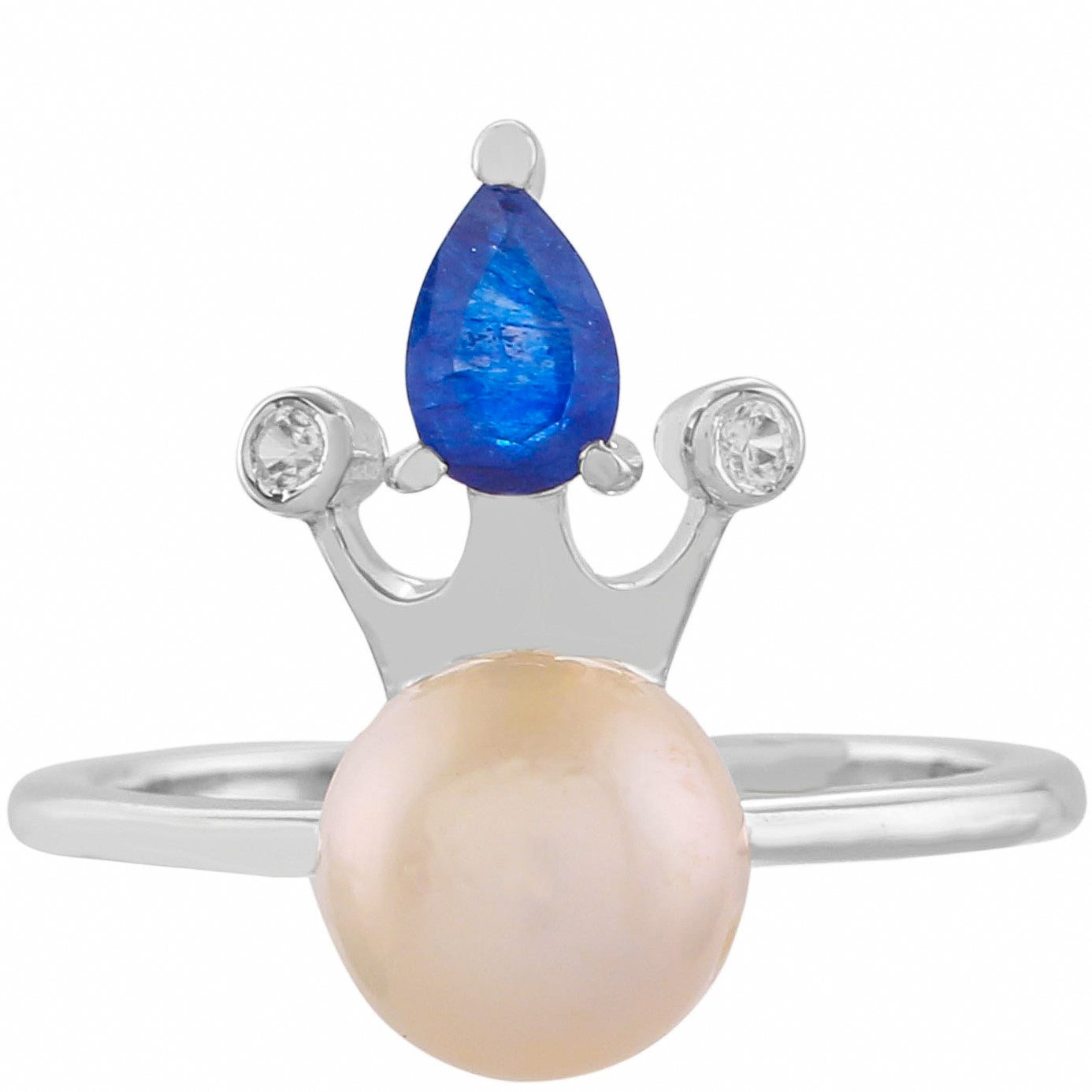 Inel din Argint cu Perlă de Cultură și Safir Albastru