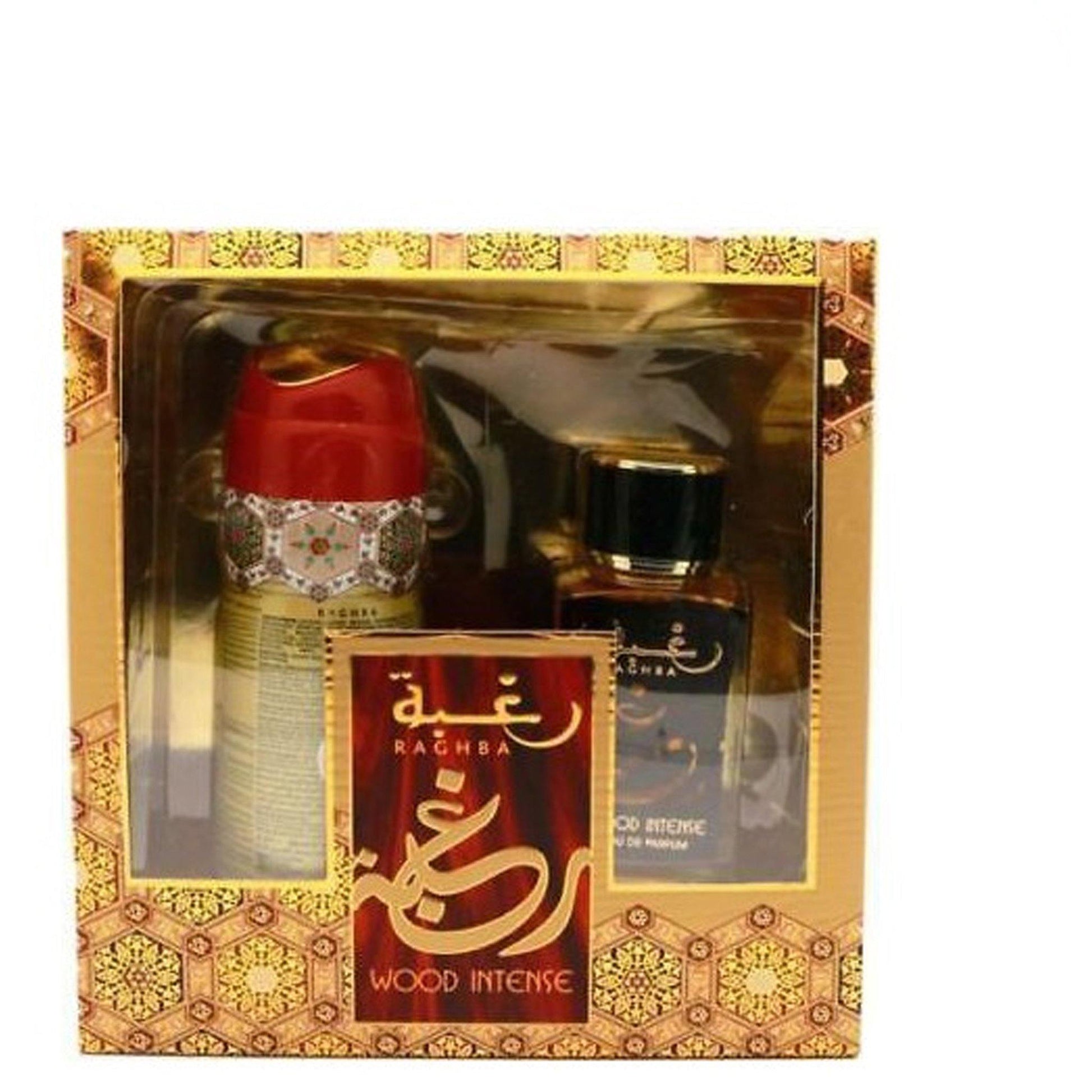 100 ml Parfum Raghba Wood cu Arome Intense + Cadou 200 ml Deodorant cu Arome  Intense Dulci Orientale pentru Bărbați - Bijuterii TV