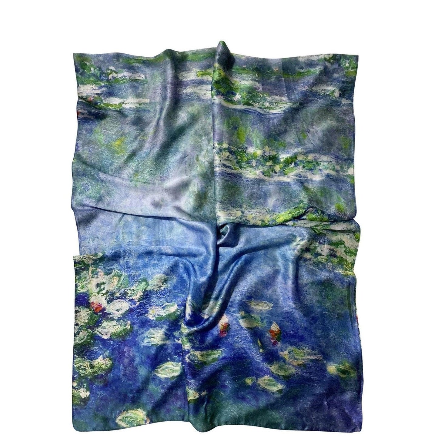 Eșarfă-Șal de Mătase, 70 cm x 180 cm, Model Claude Monet - Water Lilies - Bijuterii TV