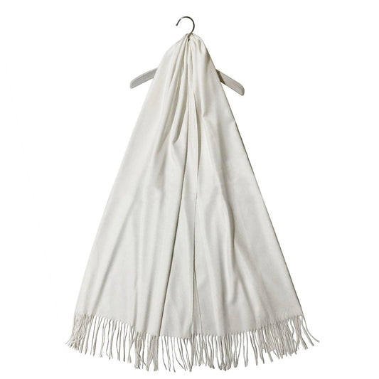 Eșarfă-Șal 100% Cașmir Pashmina Autentic, 70 cm x 170 cm, Albă - Bijuterii TV