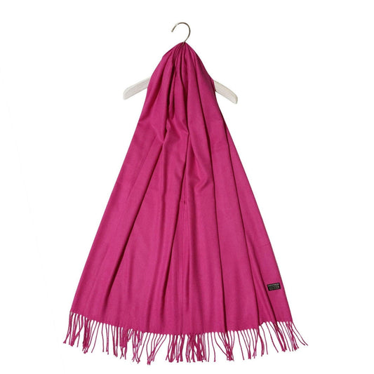 Eșarfă-Șal 100% Cașmir Pashmina Autentic, 70 cm x 170 cm, Roz Fucsia - Bijuterii TV
